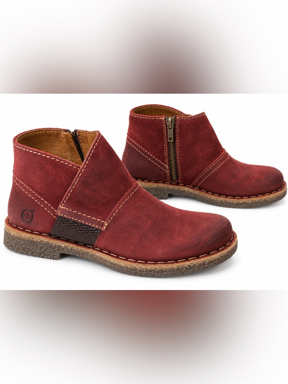 Børn Tora Dark Red Suede Leather Ankle Boots NWOT Size 8